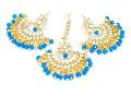 Traditional Design Kundan Earrings & Mang Tikka set Blue