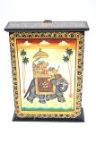 Hand Painted  Wood Elephant Key Holder Box