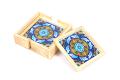Wood Painted Coaster Set Blue