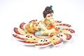 Decorative Krishna Idol On Marble Lotus Plate Decorative Krishna Idol On Marble Lotus Plate