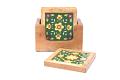 Rajasthani Blue Pottery Wood Coaster Set