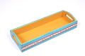 Trendy Wood Tray With Warli Painting in Ocean Blue Trendy Wood Tray With Warli Painting in Ocean Blue