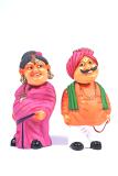  Handmade Clay Couple  Navarathri Golu Doll - pink
