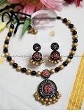 Black-gold-red terracotta jewelry-jewelry set-dual-side reversible necklace Black-gold-red terracotta jewelry-jewelry set-dual-side reversible necklace