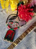 Simple Terracotta jewelry- Red and green terracotta necklace set