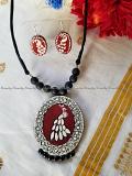 Two Sided peacock pendant - terracotta necklace set Two Sided peacock pendant - terracotta necklace set