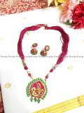 Terracotta jewelry- Swan pendant -Red and green terracotta necklace set Terracotta jewelry- Swan pendant -Red and green terracotta necklace set