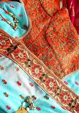Festive Design Orange Blouse w/ Gold Design