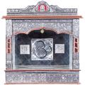 Traditional Pooja Mandir w/ Copper Oxidized Plated Carving 25"