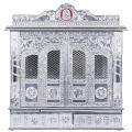 Pure Silver-  Puja Mandir - Wooden Hindu Altar 25" Oxidized Mandir w/ Doors