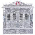 Oxidized Plated Carving Home Pooja Wooden Mandir w/ for Puja Ghar 25"