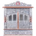 Home Pooja Mandir w/ Intricate Copper Oxidized Plated Carving 22"