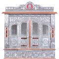 Silver Mandir for Home - Copper Oxidized - with Door, Large