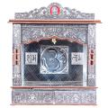 22" Home Pooja Mandir Temple w/ Copper Trim & Oxidized Plated Carving