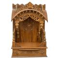 Wooden Engraved Pooja Mandir. Antique Oak Torna Temple - 18 Inches 