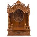 Wooden Engraved Pooja Mandir - Antique Oak Mandap Temple - 21 Inches