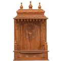 Wooden Engraved Pooja Mandir - Antique Oak Gopura Temple - 24 Inches