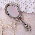 Rustic Embellished White Metal Hand Mirror Rustic Embellished White Metal Hand Mirror
