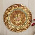 Mughal Art Inspired Golden Brass Plate Wall Decor 11" Mughal Art Inspired Golden Brass Plate Wall Decor 11"