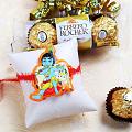 Divine Krishna Kids Rakhi w/ 3 Pcs Ferrero Rocher In Gift Box Divine Krishna Kids Rakhi w/ 3 Pcs Ferrero Rocher In Gift Box