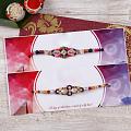 Send Set of Two Beaded Rakhi w/ Roli Chawal to USA Send Set of Two Beaded Rakhi w/ Roli Chawal to USA