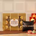 Pearls & Rudraksh Rakhi w/ A Box of Ferrero Rocher Chocolates Pearls & Rudraksh Rakhi w/ A Box of Ferrero Rocher Chocolates