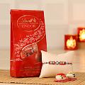 Stone Work Rakhi Roli Chawal Kit w/ Lindt Chocolate Pack Stone Work Rakhi Roli Chawal Kit w/ Lindt Chocolate Pack