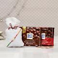 CZ & Stone Work Rakhi w/ Two Packs of Whole Hazelnut Chocolates