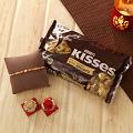 Beads Rakhi w/ A Pack of Kisses Chocolates & Roli-Chawal Kit Beads Rakhi w/ A Pack of Kisses Chocolates & Roli-Chawal Kit