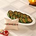 Stylish CZ & Beads Rakhi w/ Sweets for Brother