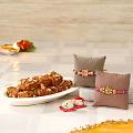 Rakhi Gift, Set of Two Rakhis w/ Doda Barfi Sweets Rakhi Gift, Set of Two Rakhis w/ Doda Barfi Sweets