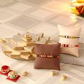 Set of Three Rakhis & Kaju Katli Sweets Combo for Raksha Bandhan
