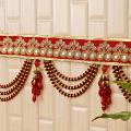 Beautiful Red & Golden Beads Bandhanwar, Door Hanging Toran 40" Beautiful Red & Golden Beads Bandhanwar, Door Hanging Toran 40"