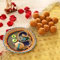 Indian Mithai Besan Laddoo w/ Puja Thali Gift Set Indian Mithai Besan Laddoo w/ Puja Thali Gift Set