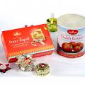 Assorted Sweets w/ Bhaidooj Tikka Thali Gift Set Assorted Sweets w/ Bhaidooj Tikka Thali Gift Set