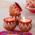 Set of 8 Painted Matka Shaped Clay Diyas Set of 8 Painted Matka Shaped Clay Diyas