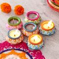 Set of 12 Beautiful Painted Clay Diyas for Diwali Return Gifts