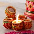 Laced Painted Clay Diyas for Diwali Return Gifts Laced Painted Clay Diyas for Diwali Return Gifts