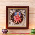 Goddess Amba Maa Durga Wooden Framed Decor 6" Goddess Amba Maa Durga Wooden Framed Decor 6"