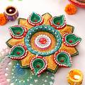 Handmade Painted Clay Diya w/ Batti Plate Handmade Painted Clay Diya w/ Batti Plate