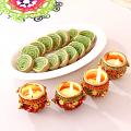 Ethnic Clay Diyas w/ Pista Cassata Roll Ethnic Clay Diyas w/ Pista Cassata Roll