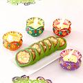 Hand Painted 4 Clay Diyas w/ Kaju Pista Cassata Hand Painted 4 Clay Diyas w/ Kaju Pista Cassata