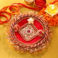 Red Decorated Tikka Thali for Religious Celebration Red Decorated Tikka Thali for Religious Celebration