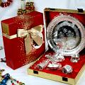 Silver Plated Puja Thali w/ Pack of Gudrun Chocolates Gift Set Silver Plated Puja Thali w/ Pack of Gudrun Chocolates Gift Set