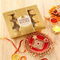 Traditional Bhaidooj Tikka Thali w/ Ferrero Rocher Gift Set Traditional Bhaidooj Tikka Thali w/ Ferrero Rocher Gift Set