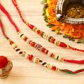 Set of 3 Multicolored Beads Rakhi for Brother
