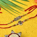 Set of Two Antique Work Design Rakhi Set of Two Antique Work Design Rakhi