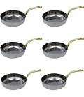 Stainless Steel Mini Frypan Serving ware 6 pc (Plain) 2 Sizes - 4.75"-5.5"
