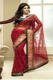 Red Color Designer Net Saree w/ Blouse