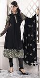 Black Georgette Crepe Blend Unstitched Dress Material